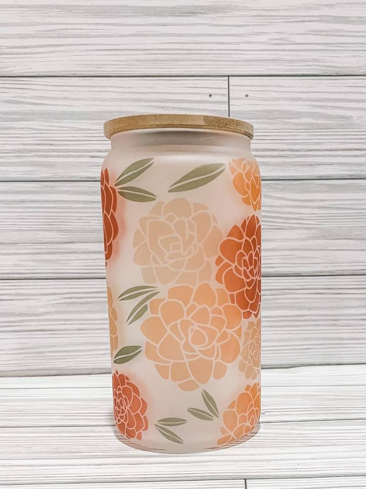 Flower Frosted Iced Coffee Glass for wholesale by My Happy Place