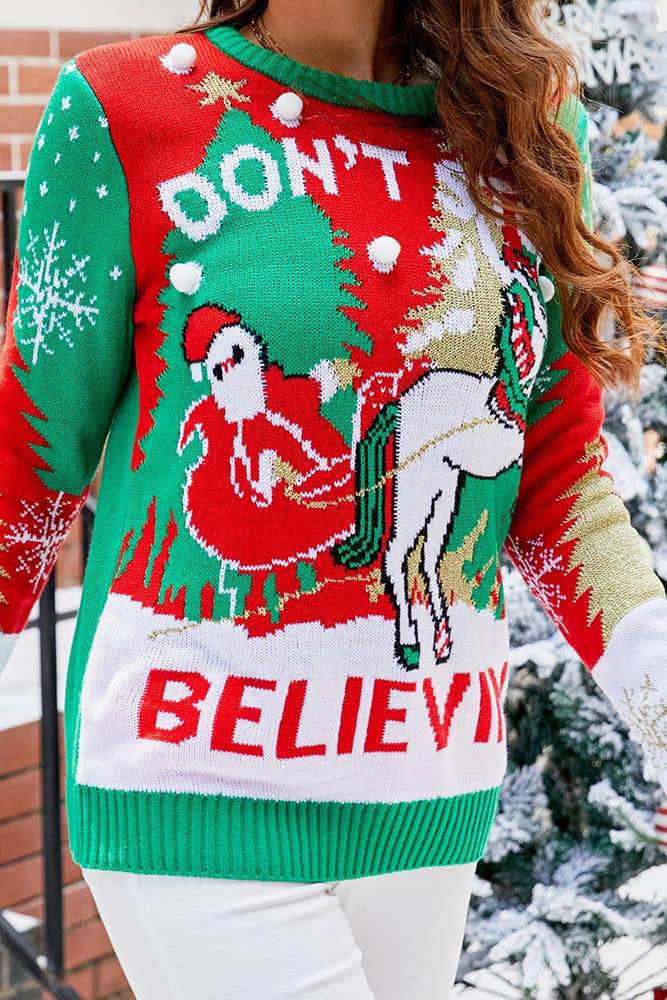 Comely Fashion - Wholesale Knit Sweater - Women's - Christmas Cartoon Elements Jacquard Knit Pullover Sweater8