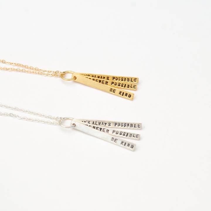 Chocolate and Steel - Wholesale Pendant/Charm Necklace - Be Kind Whenever Possible, It's Always Possible -Dalai Lama Quote Necklace3