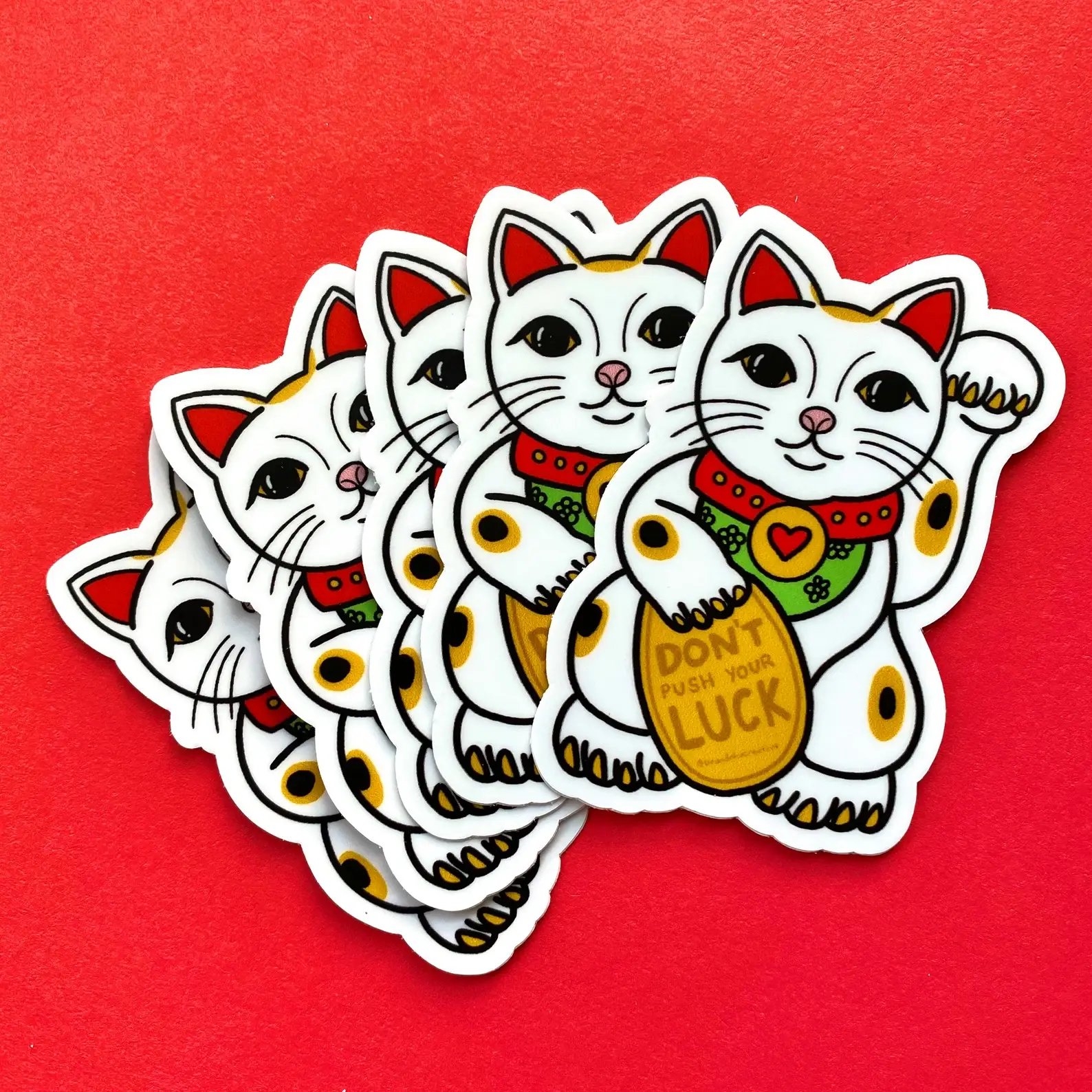 Brand Nhu Creative Studio - Wholesale Sticker - Lucky Cat Asian “Don’t Push Your Luck” Sassy Sticker2