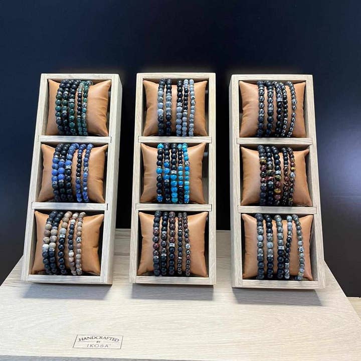 IKOBA - Venta al por mayor Juegos de joyas - LOTE DE 5 PULSERAS PARA HOMBRES DE PIEDRAS NATURALES.