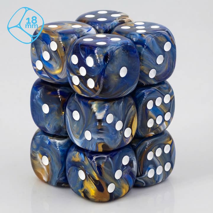 Aurelia azul 18mm W6 Conjunto (12 peças) por atacado de WeLoveDice