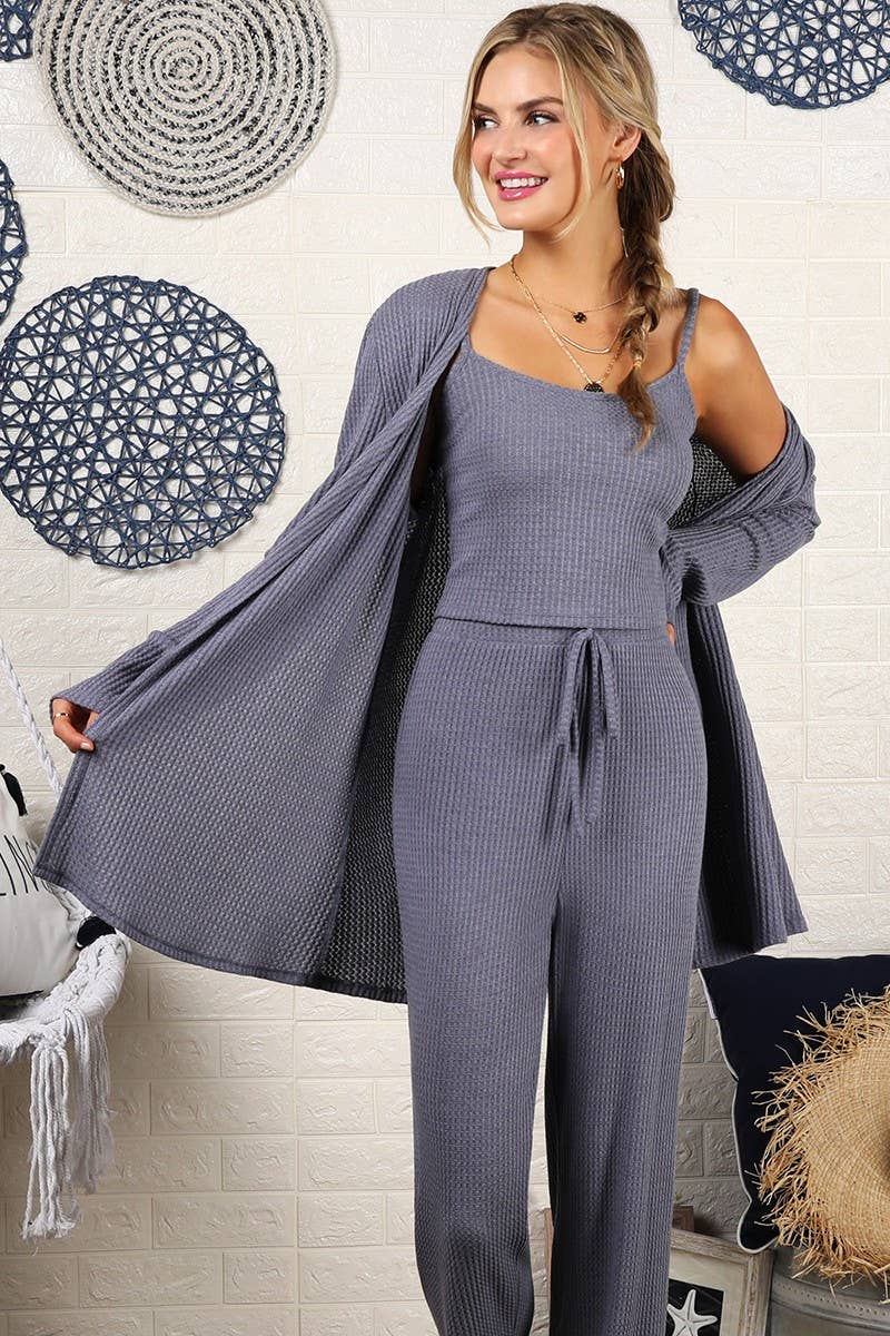 NINEXIS - Vente Ensemble de vêtements d'intérieur – femme - CWSTB039_ENSEMBLE DÉBARDEUR THERMIQUE CONFORTABLE ET DOUX, PANTALON ET CARDIGAN1