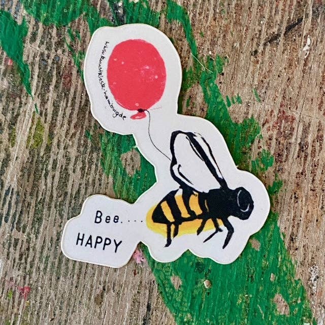 kuki - Wholesale Sticker - "Bee Happy" Bee. Cookie Sticker. Set of 100