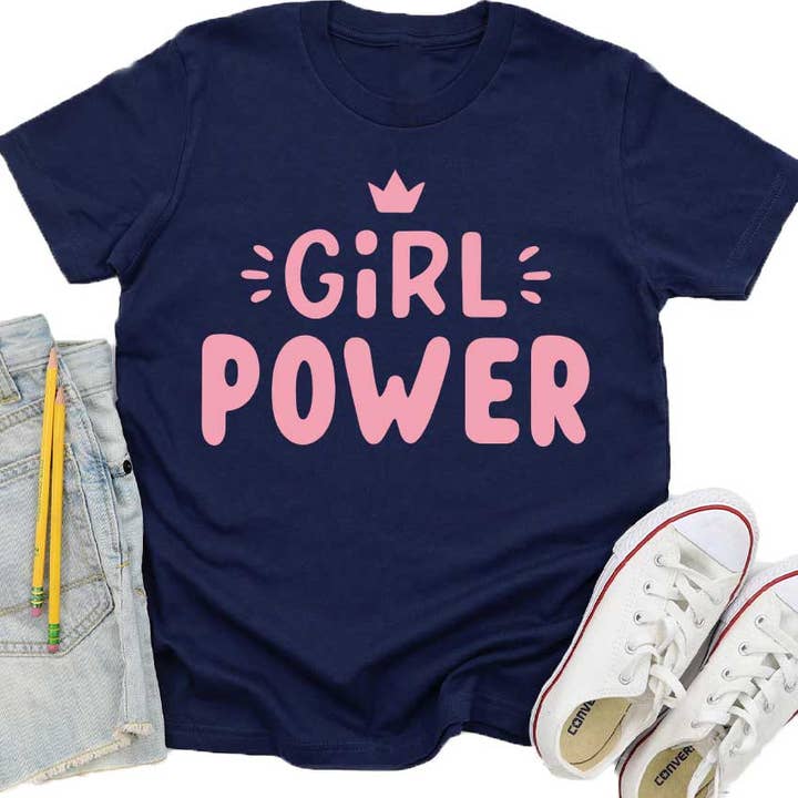 Cute Girl Power Crown Kids Graphic Tee for wholesale by Kids By Kissed Apparel