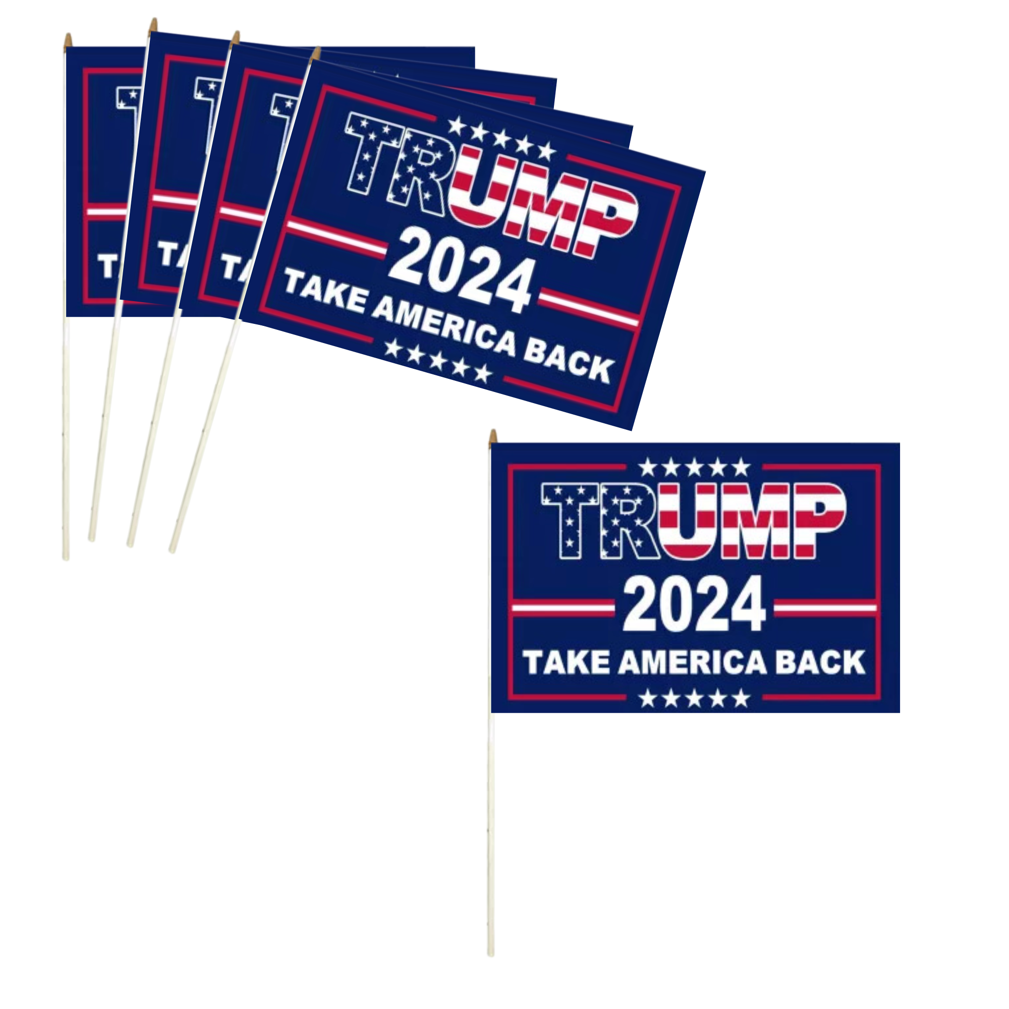 K & S WHOLESALE INC – Engroshandel Flag – Trump 2024 3 designs håndflag 36 CT5