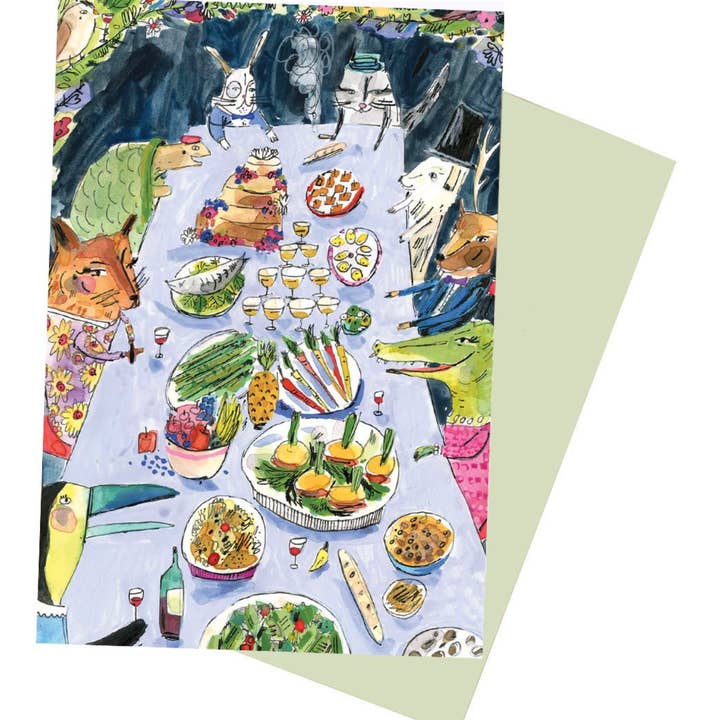 ELIZABETH GRAEBER art + illustration - Wholesale Stationery/Notecard Set - Animal Dinner Party Notecard