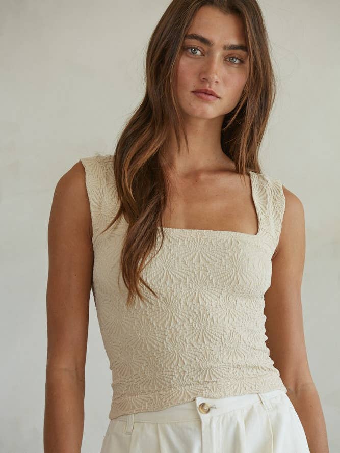 S1239A | Knit Modal Nylon Spandex Seamless Jacquard Tank for wholesale by By Together