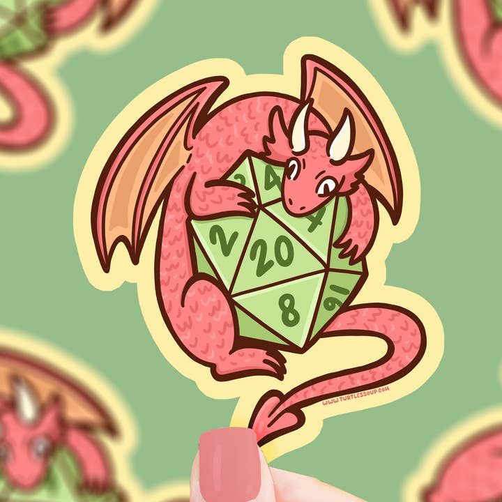 Dragon D20 Dungeon Gamer Dice Fantasy Vinyl Sticker for wholesale by Turtle's Soup