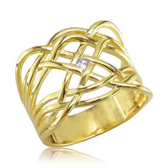 Bague CZ finie en or jaune 18 carats, bijoux pour femmes 13134 pour la vente par Gio Fantato