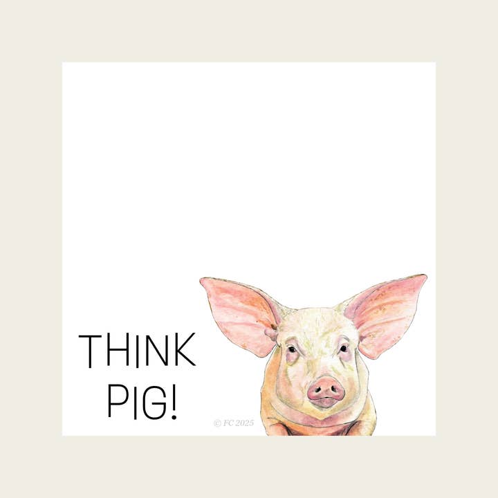 Sticky Notes w/ Pig Painting and "Think Pig!" | 50 Pages for wholesale by Forever Caroline LLC