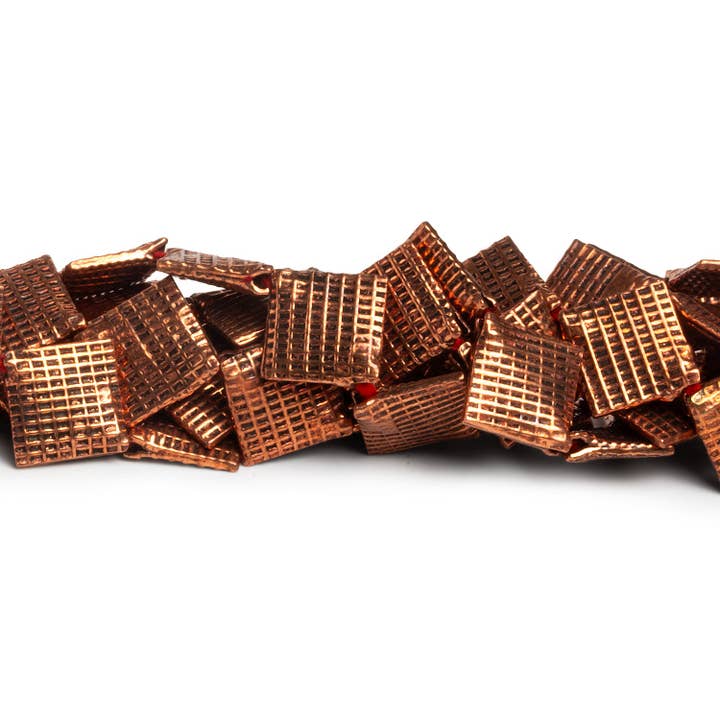 Quadrados de Canto de Cobre Perfurados de 14mm 8 polegadas 16 contas por atacado de The Bead Traders