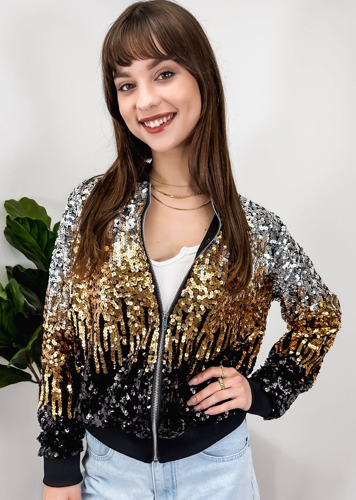 Anna Kaci Wholesale - Vente Bombers – femme - Blouson aviateur zippé à sequins120