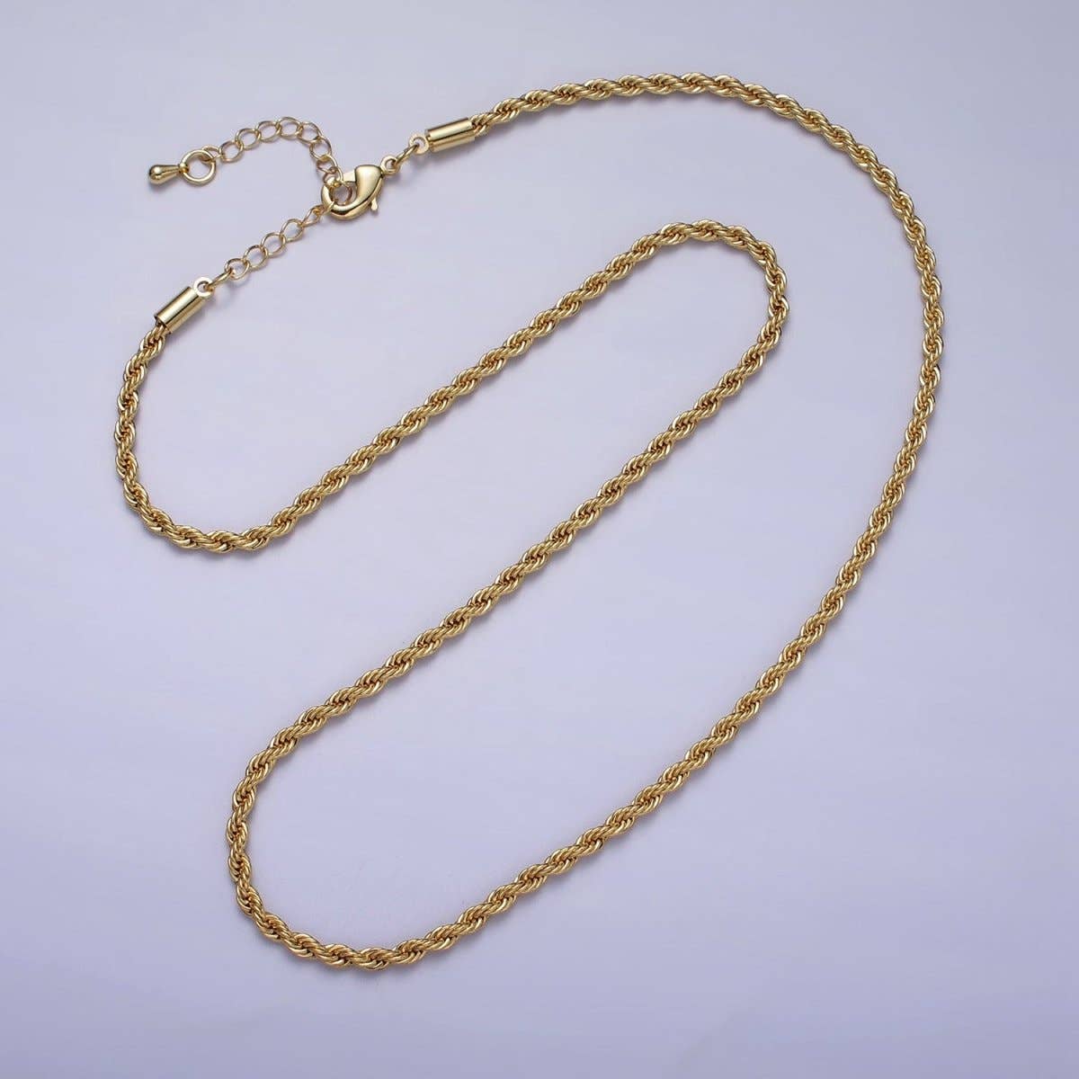 Aim Eternal - Wholesale Link & Chain Necklace - Unisex Chain Necklace, Rope Chain Necklace Gold Twist Chain, 3mm Rope Chain 18" 19.5" Necklace | WA-1520 WA-1521 WA-1522 WA-1523 Clearance Pricing0