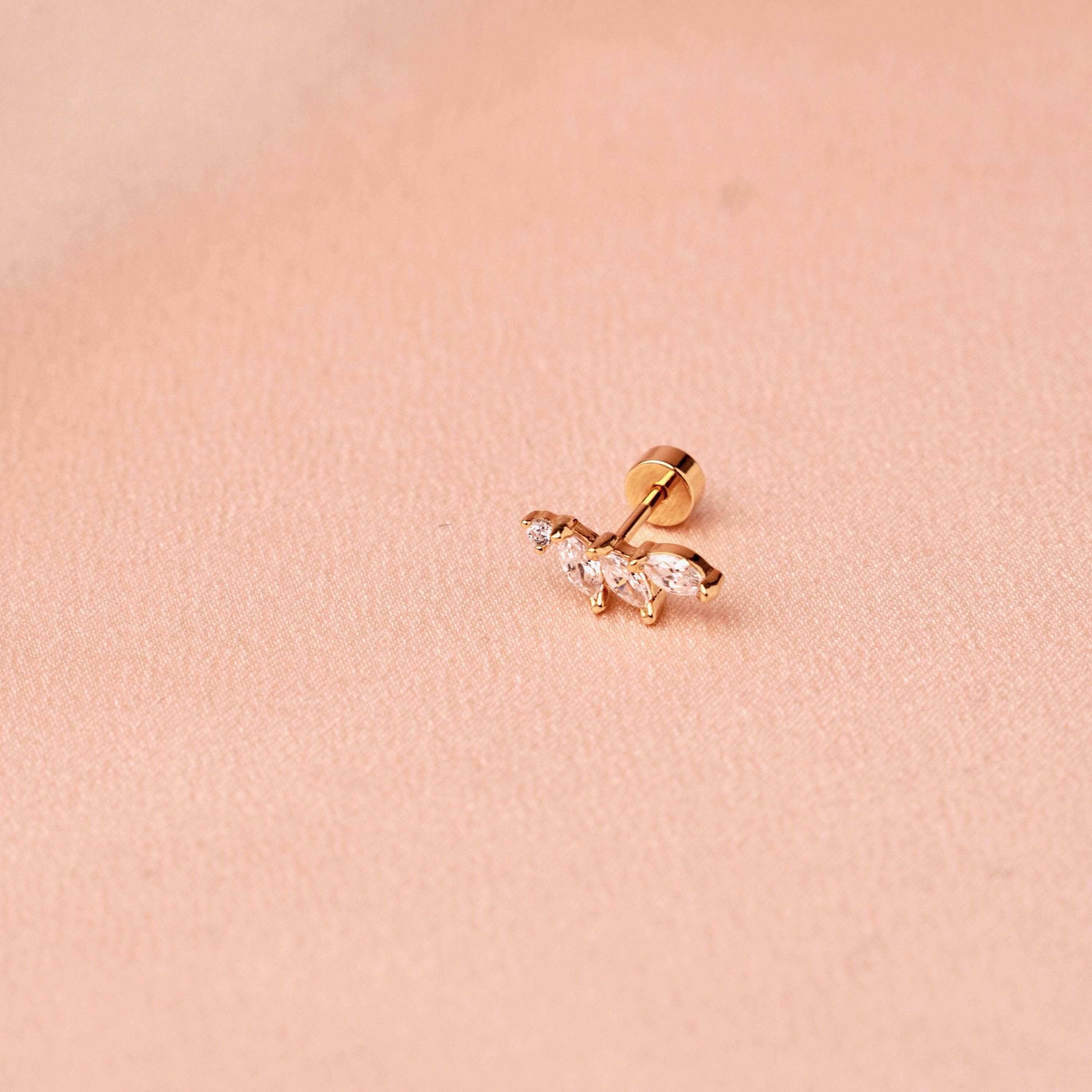 Victoire Collection - Wholesale Single Earring - Stainless steel and zirconia ear piercing1