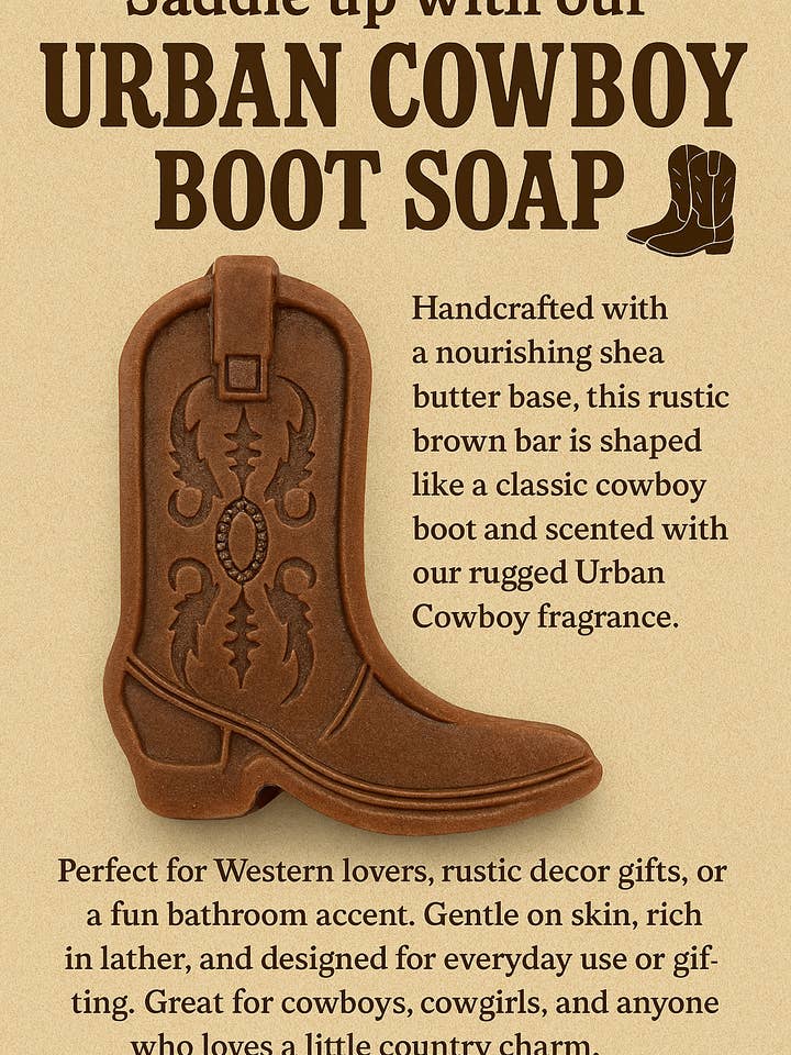 Shea Butter Soap -Cowboy Boot | Urban Cowboy Western Gift Bar for wholesale by Ginger & Pine Apothecary
