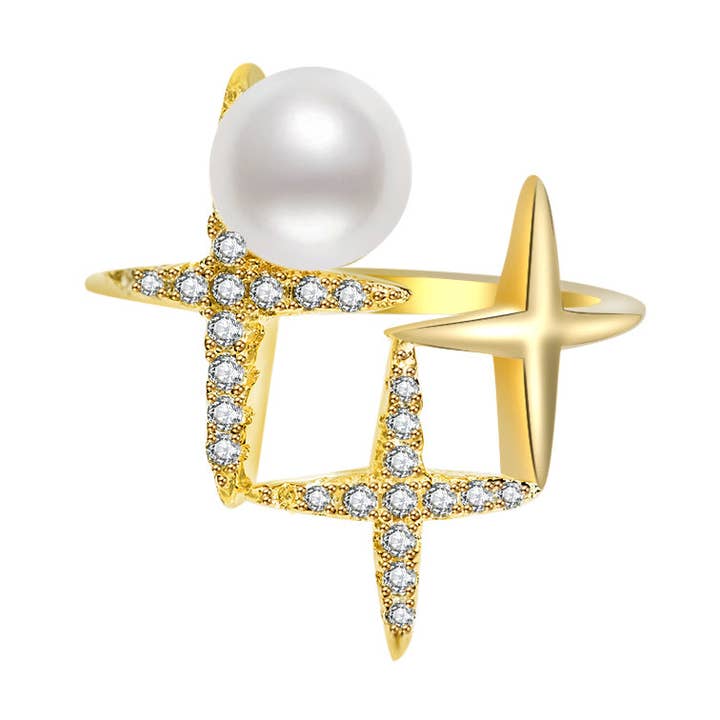 New Yorker Ring mit Süßwasserperlen WR00108 für den Großhandel von PEARLY LUSTRE