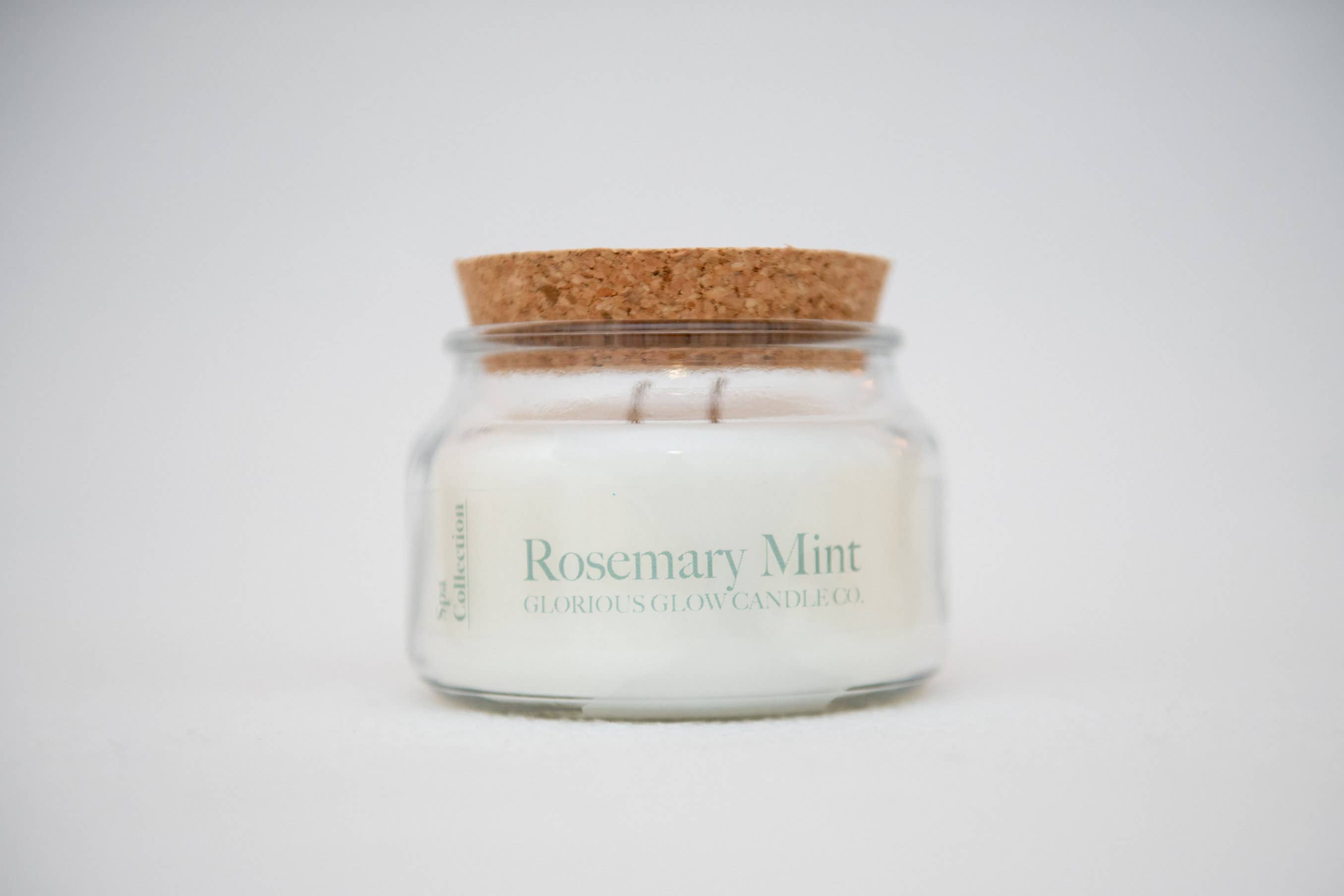Glorious Glow Candle Co. - Wholesale Jar/Filled Candle - Spa Rosemary Mint 9 oz. Soy Blend Container Candle + Lid