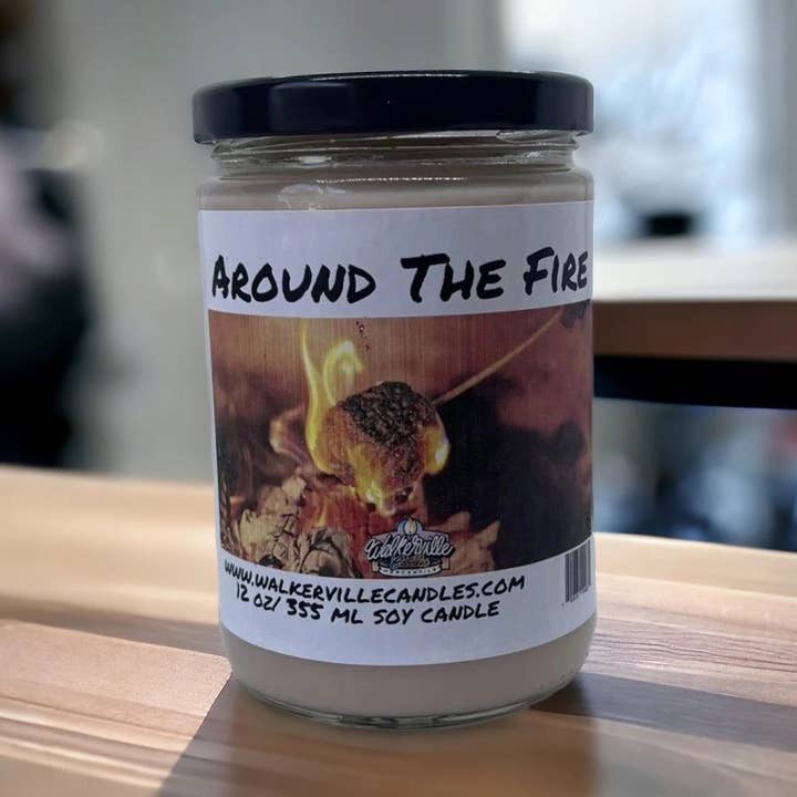 Around the Fire 12 oz Eco-friendly Coconut Soy Candle for wholesale by Walkerville Candles