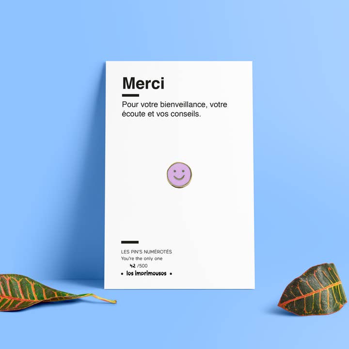 LES IMPRIMEUSES - Wholesale Brooch - Thank you pin - Smiley - End of school year special