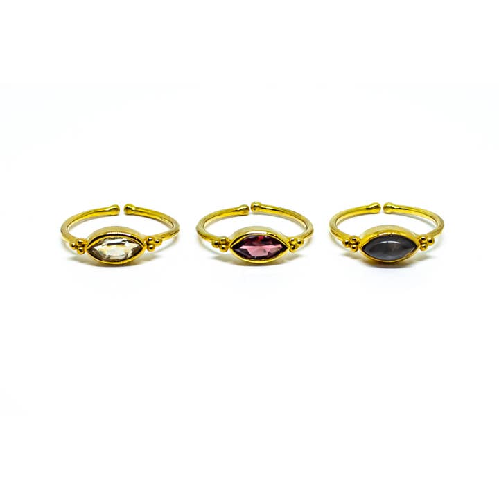Quasar Gems USA - Wholesale Band/Stacked Ring - Gemstone Sterling Silver Adjustable Ring 18K Gold Micron