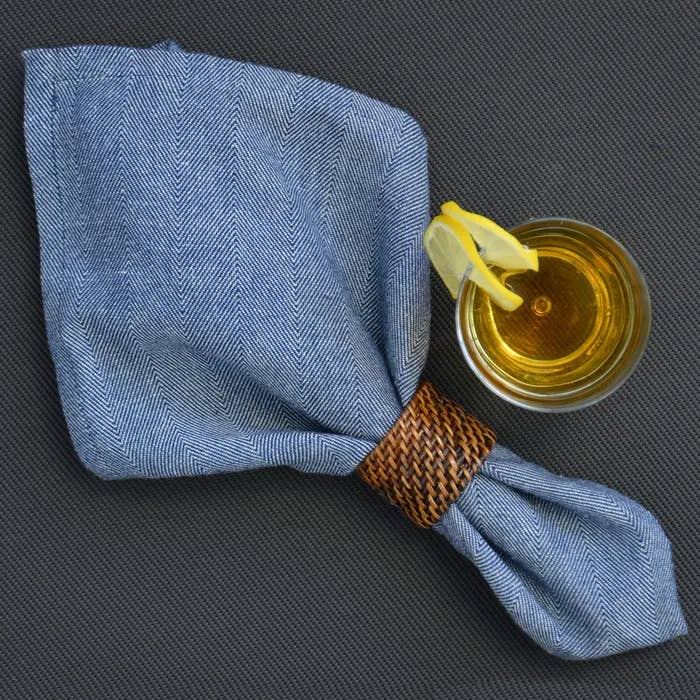 Chevroni Blue Napkins, 100% Cotton, Set of 4 for wholesale by Bombacio