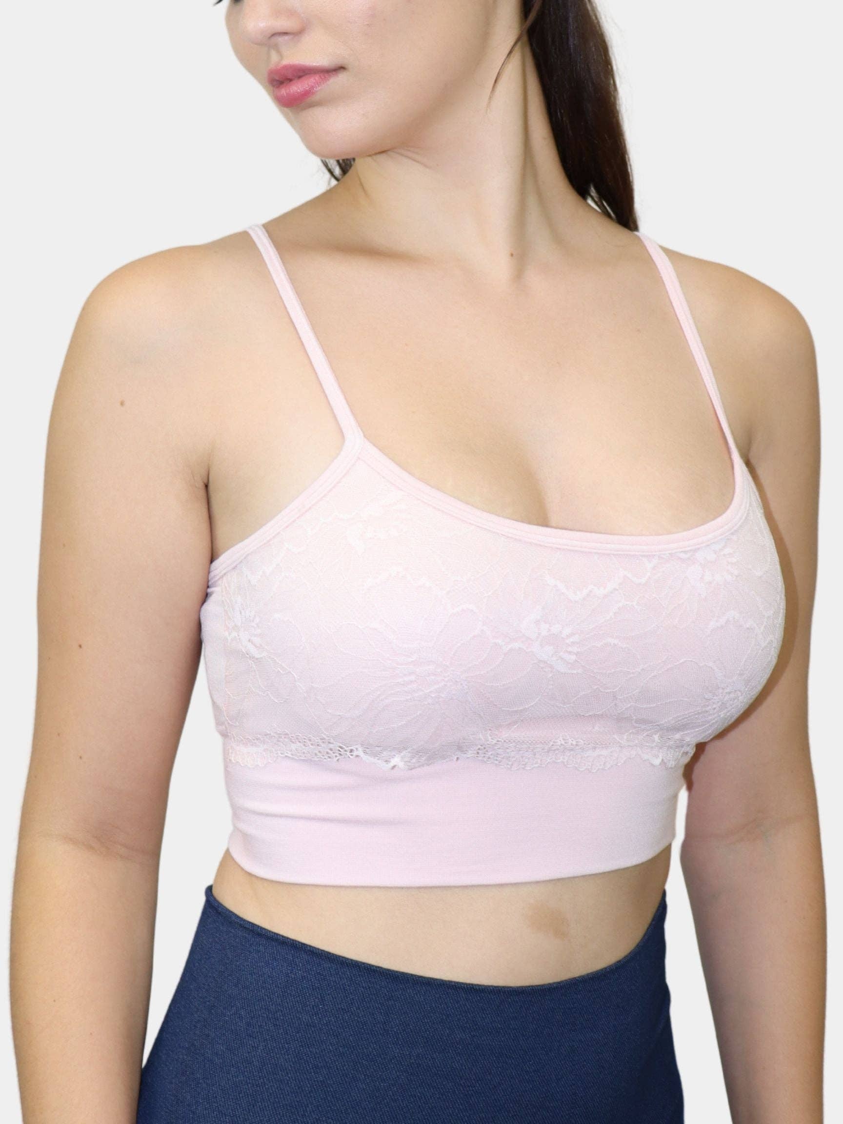 ELIETIAN - Wholesale Bralette - Women's - Spaghetti Strap Bra w/Lace Overlay8