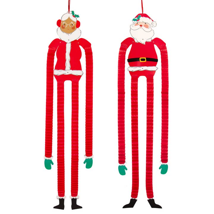 Santa Mr & Mrs Claus Hanging Christmas Decorations| 2 Pack | for wholesale by Talking Tables UK