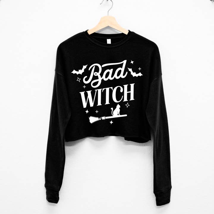 Nobullwoman Apparel - Wholesale Graphic Sweatshirt - Women's - Good Witch or Bad Witch HALLOWEEN CROPPED SWEATERS1