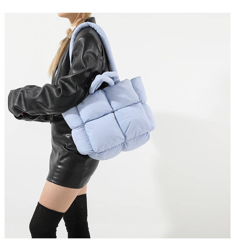 Dipped Shop - Wholesale Tote Bag - Women's - Simple Puffer Tote Bag Solid Color Soft Handbag DP809132