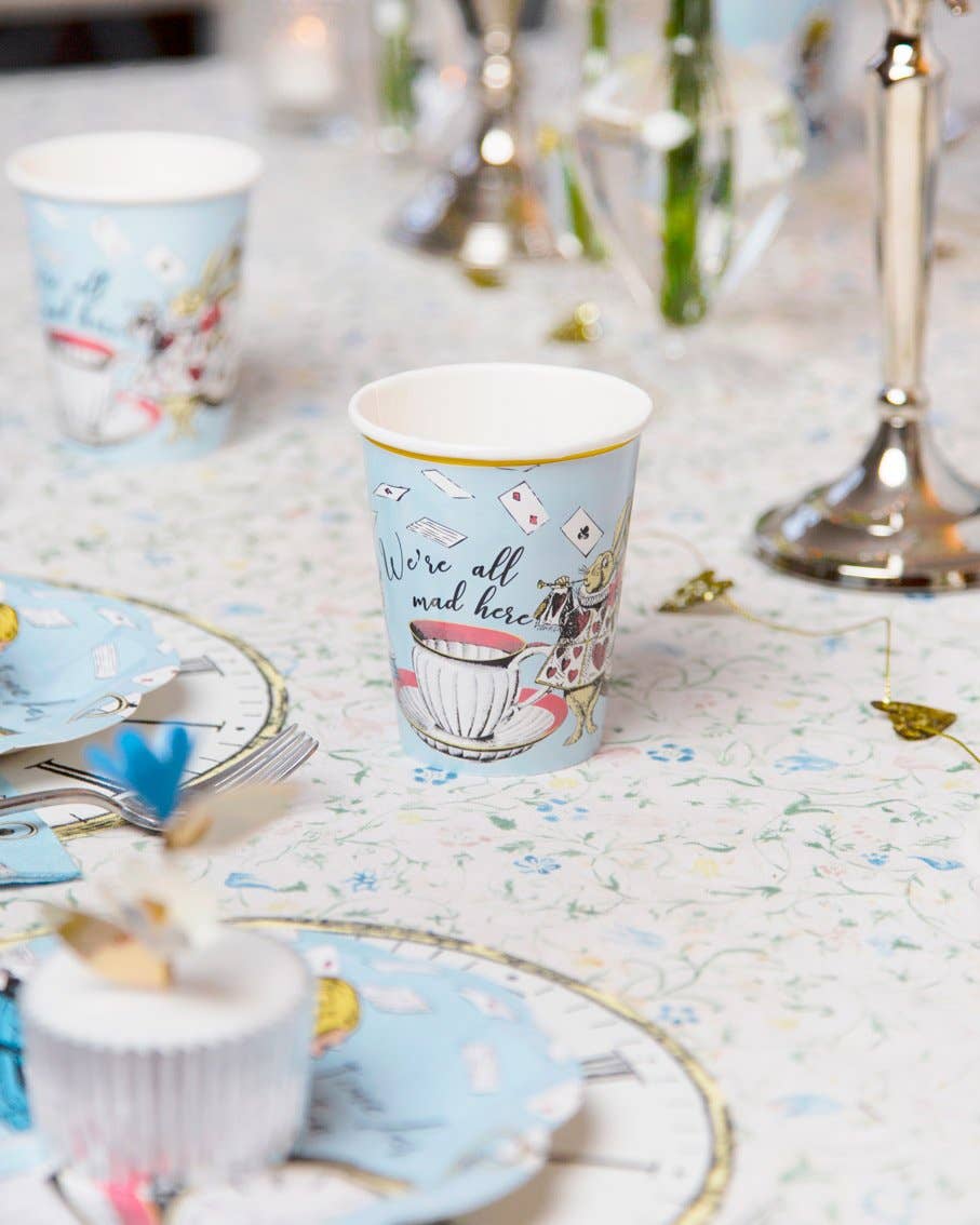 Talking Tables USA - Home, Party, Games and Seasonal Decor - Wholesale Disposable Cup - Alice in Wonderland Blue Cups - 8 Pack | Tea Party |3