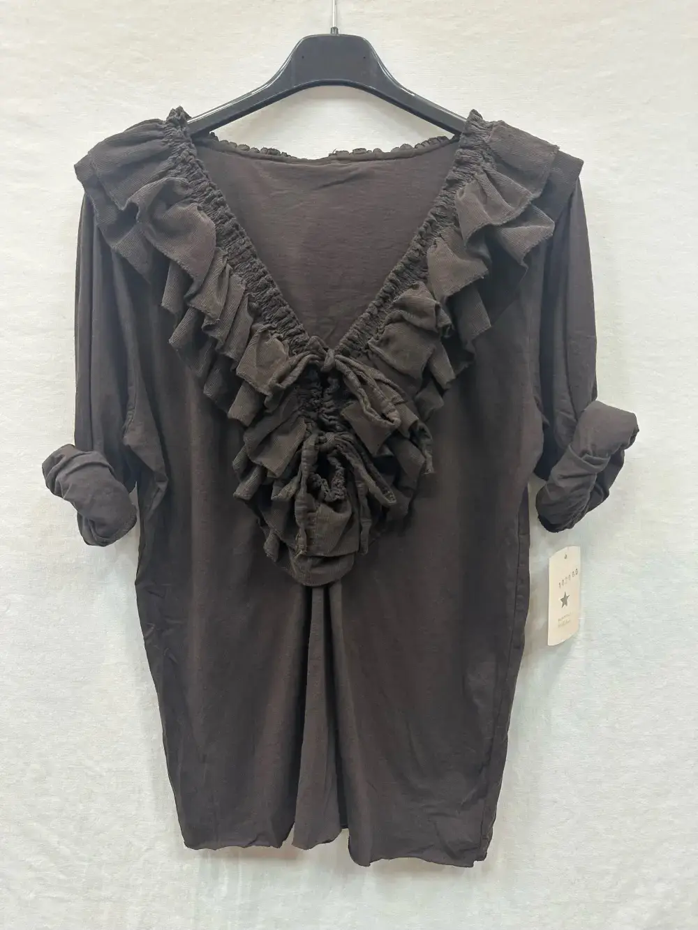 Mimi & Gogo - Wholesale Blouse - Women's - Cotton Velvet Ruffled Top @10296_HVFroufrou3