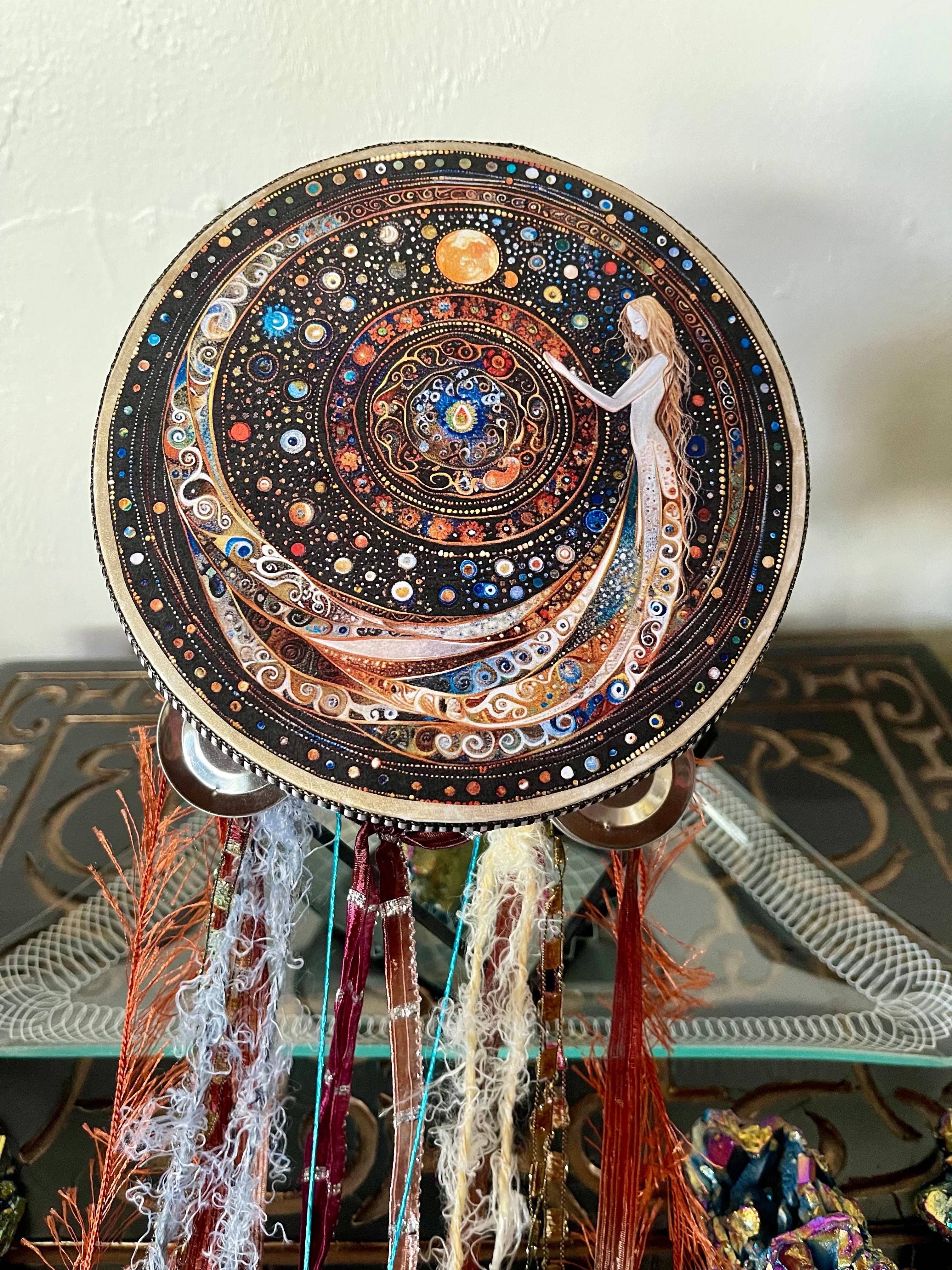 Bodhi Leaf Market - Wholesale Wall Accent - Charmed White Magic 6" Tambourine and Ribbon Wall Accent1