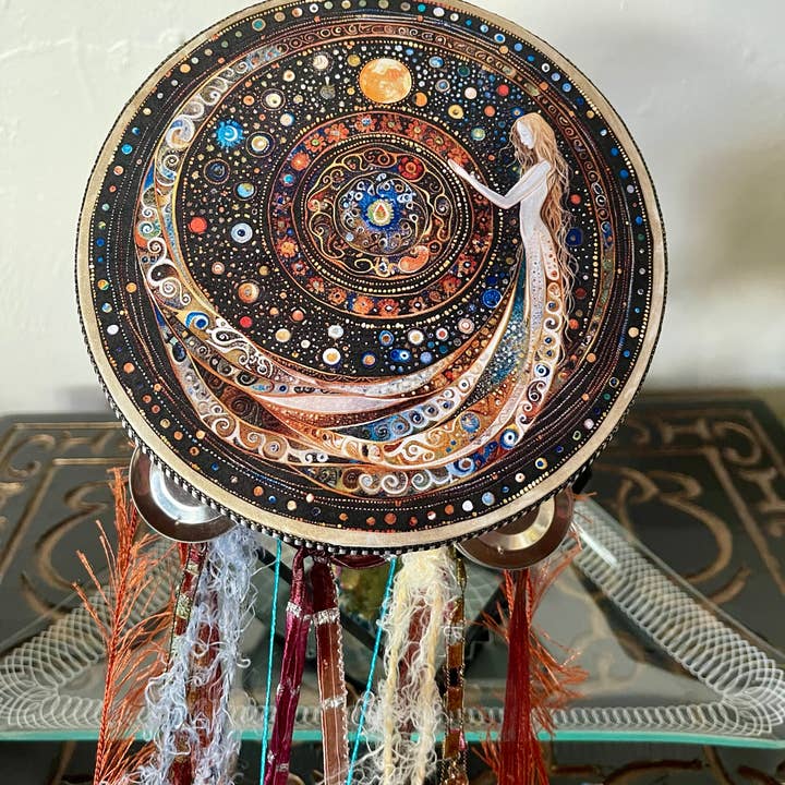 Bodhi Leaf Market - Wholesale Wall Accent - Charmed White Magic 6" Tambourine and Ribbon Wall Accent1