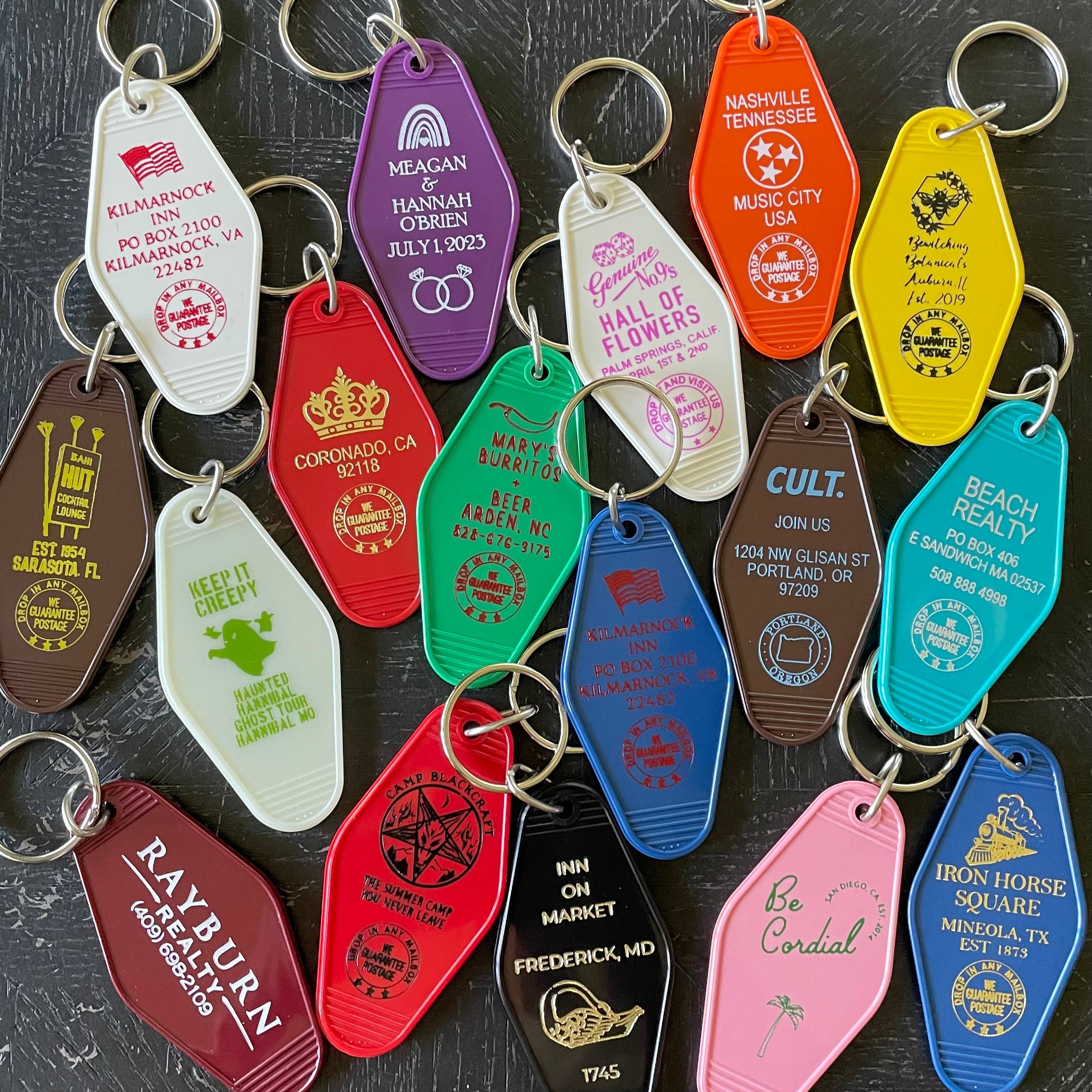 The 3 Sisters Design Co. - Wholesale Keychain - Unisex - CUSTOM Motel Key Fobs, Double Sided2