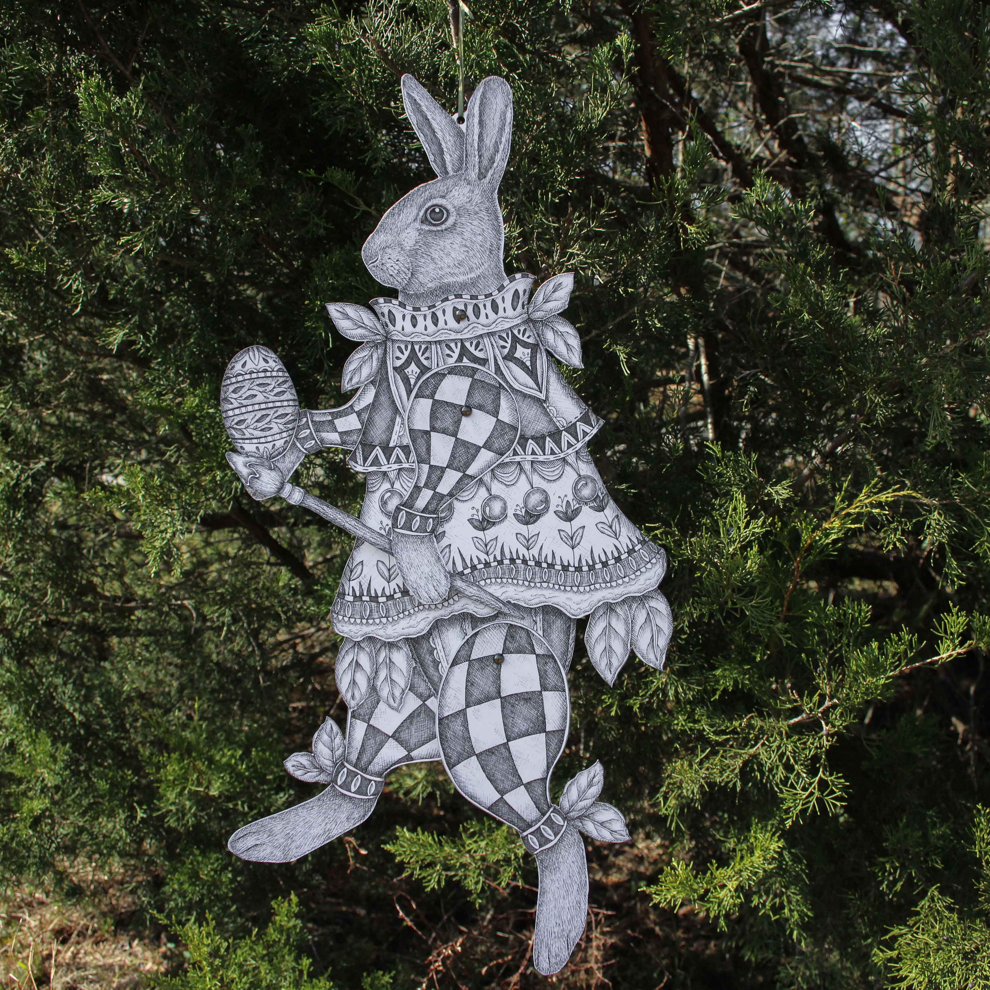 Mackenzie Myrick Studio - Wholesale Wall Accent - The Painter | Articulated Rabbit Decoration3