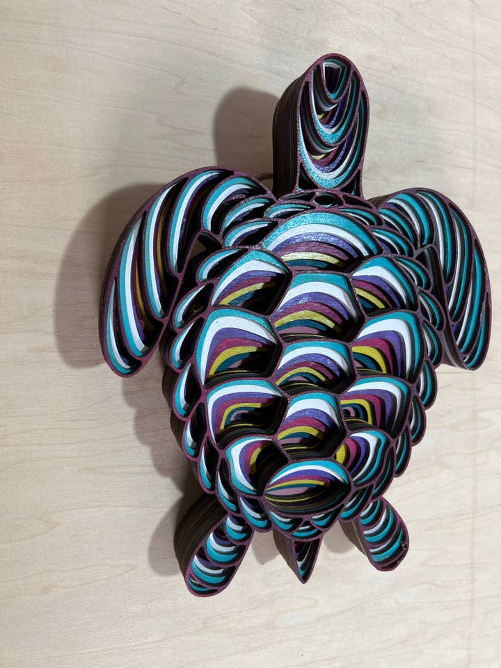 Sea Turtle Layered Wood Mandala Three-Dimensional Wall Art for wholesale by Spencer's Custom Wood
