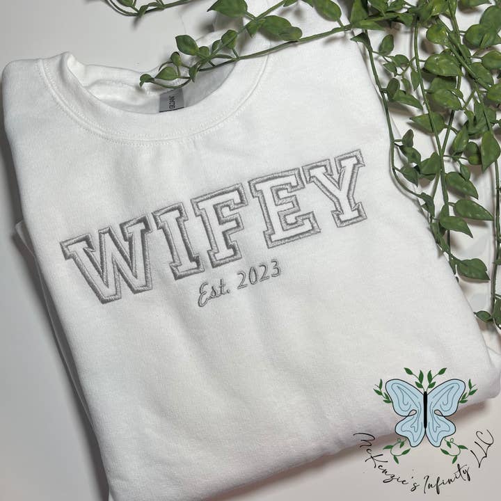 Wifey Embroidered Crewneck Sweatshirt for wholesale by McKenzie’s Infinity LLC