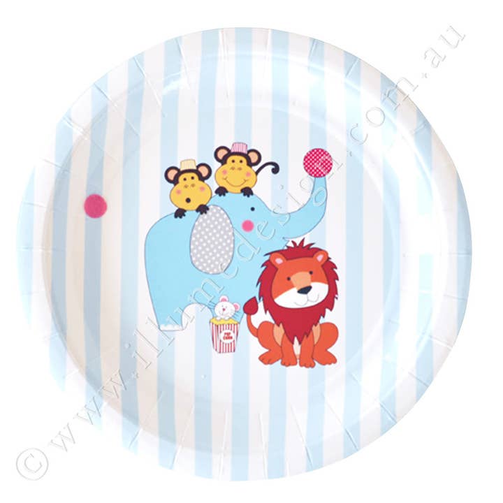 Circus Djur Dessert Tallrik - Förpackning med 12 för wholesale av Illume Partyware