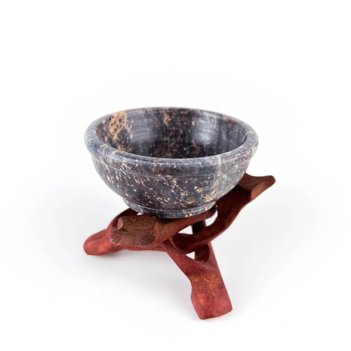 GREENROOTS USA LLC – wholesale Rökelsehållare – 4 ”Cobra Stand + 3" sten skål brännare set kol harts kottar10