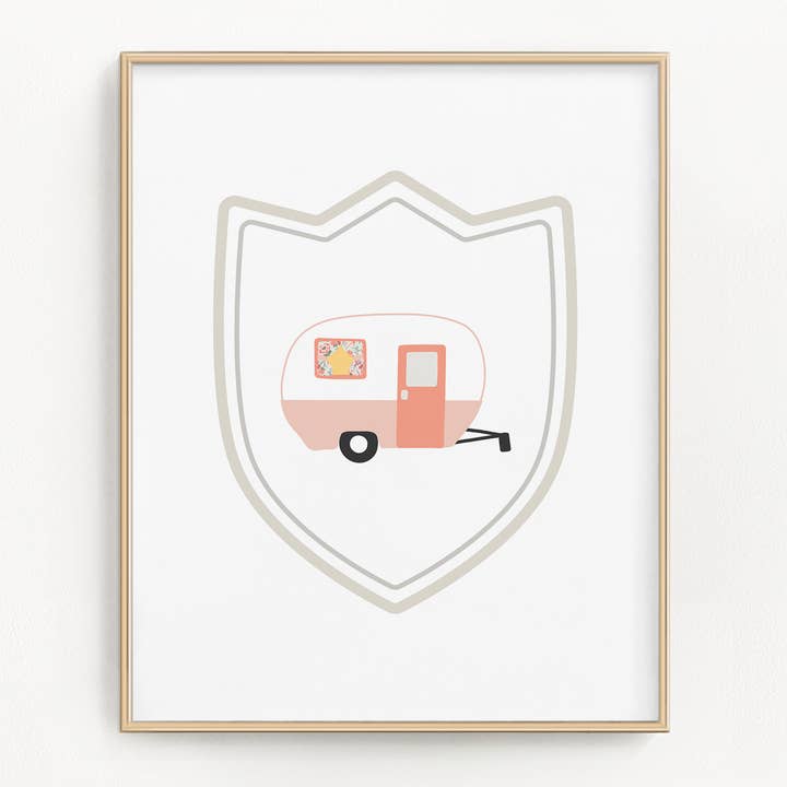 Stampa artistica con scritta Adventure Badge per la vendita all'ingrosso da parte di Flip The Script Studios