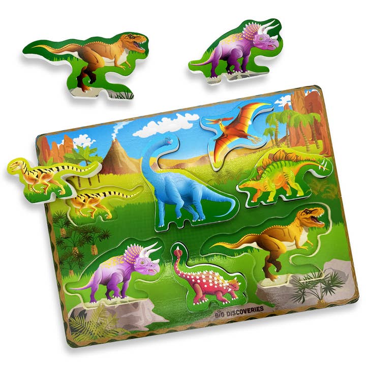 Rompecabezas de madera Big Discoveries para niños pequeños - Jurassic Dinos para venta al por mayor de Big Discoveries / Sun Co.