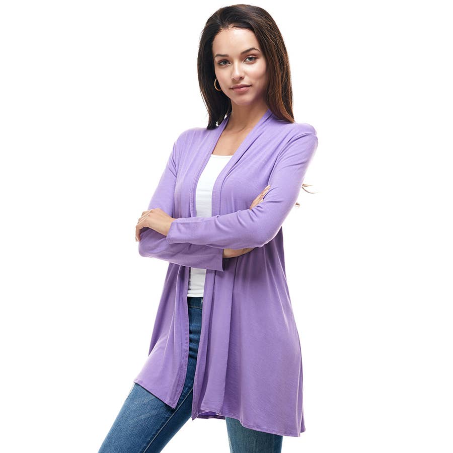 Azules Clothing - Venta al por mayor Cárdigan - Mujer - Cárdigan drapeado de manga larga con parte delantera abierta52
