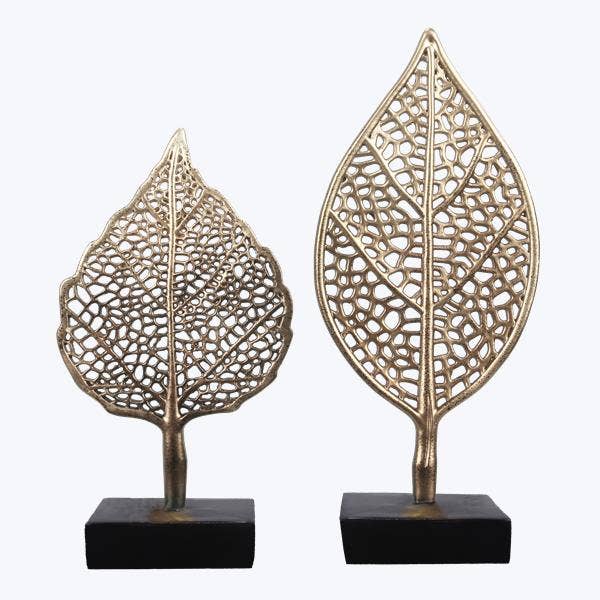 Resin Tabletop Leaf on Stand, 2 Ast General Gifts#105 for wholesale by Young's