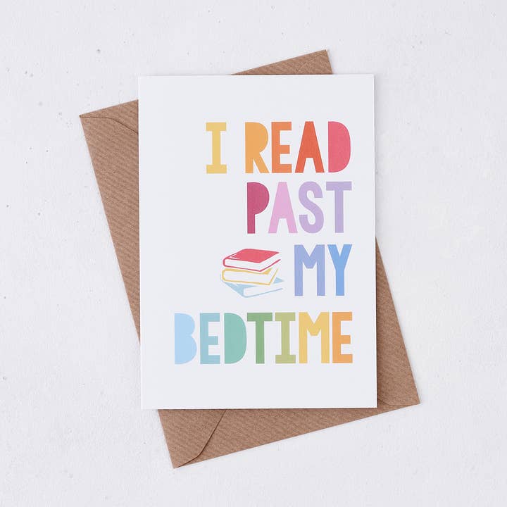 I Read Past My Bedtime Rainbow Card for wholesale by Bookishly (No US Import Fees)