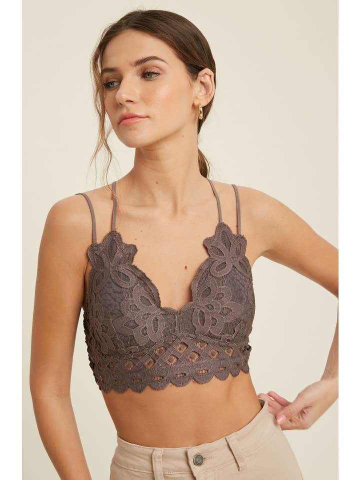 Wishlist Apparel - Wholesale Bralette - Women's - DOUBLE STRAP SCALLOPED LACE BRALETTE / WL17-01368