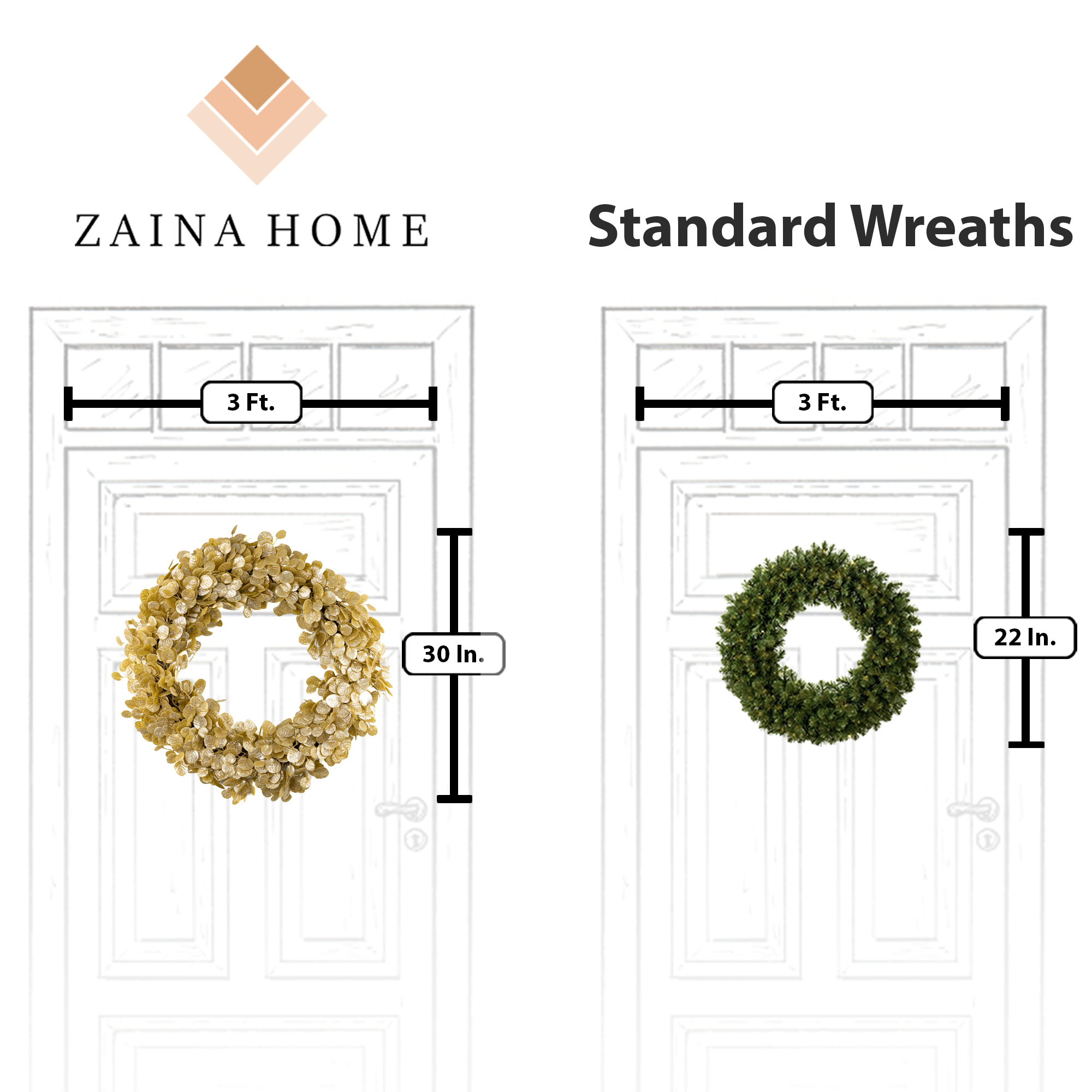 Zaina Home - Wholesale Wreath - 30" Dripping In Gold Eucalyptus Wreath1