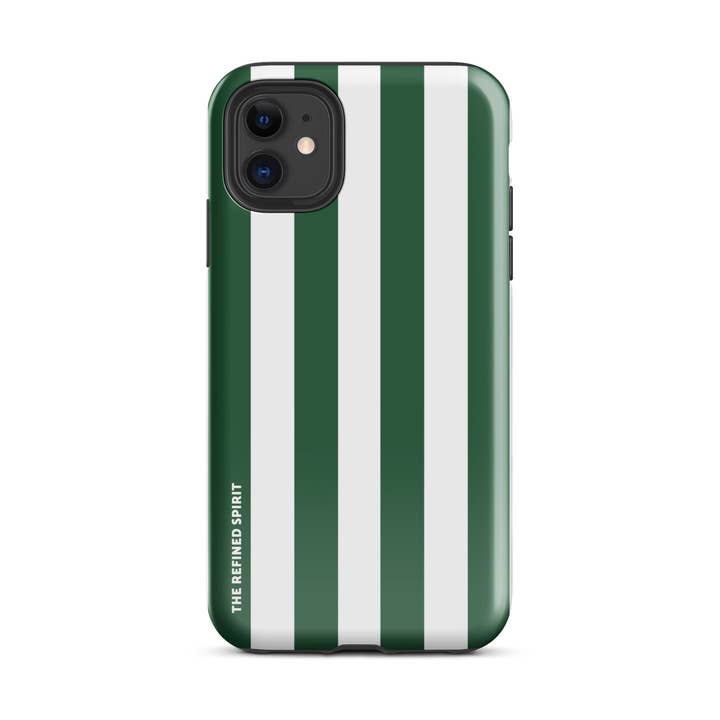 Capa resistente com listras verdes para iPhone® por atacado de The Refined Spirit