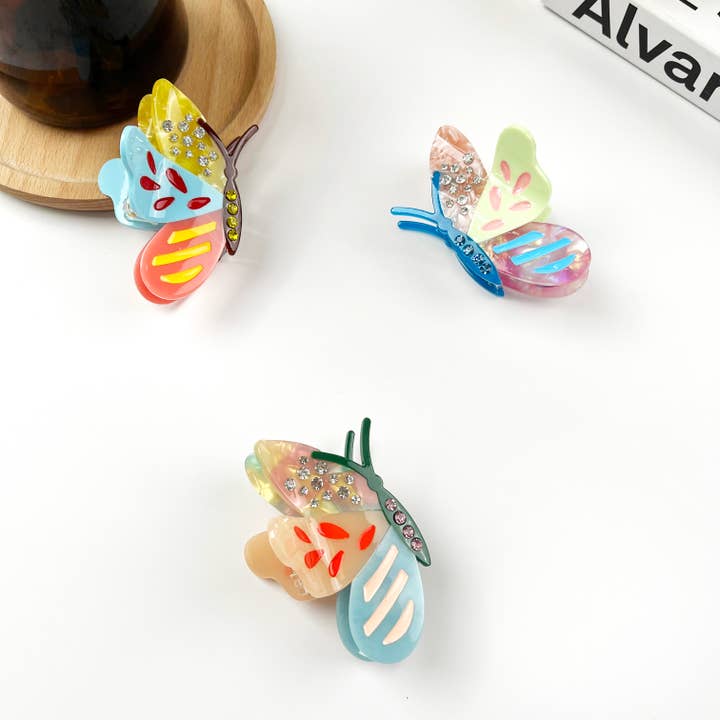 TheDivaSoap - Wholesale Hair Clip - Women's - Colorful Cartoon Butterfly Claw Clip Diamond Hair Clips9