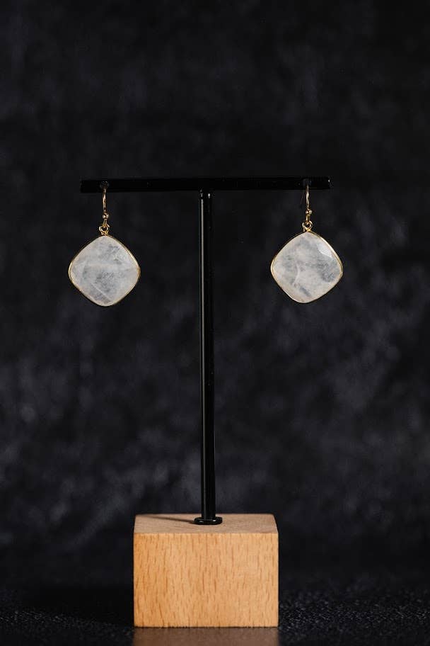 Atelier Leblanc – wholesale Dangle earrings – Elegance Earrings Labradorite or Onyx or Moonstone3